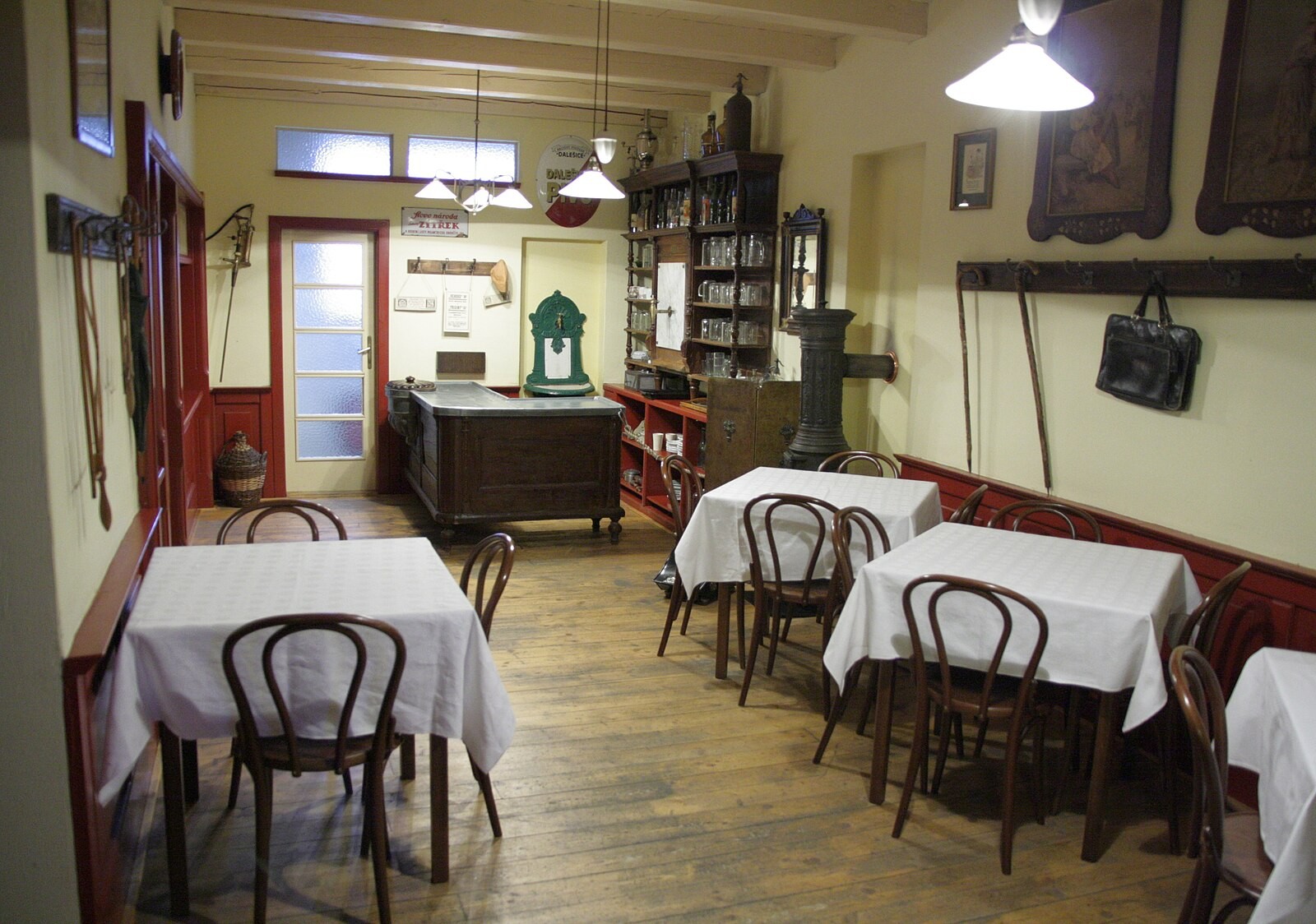 Historic Czech pub interior preserved in a museum setting, contextualising hospoda culture.