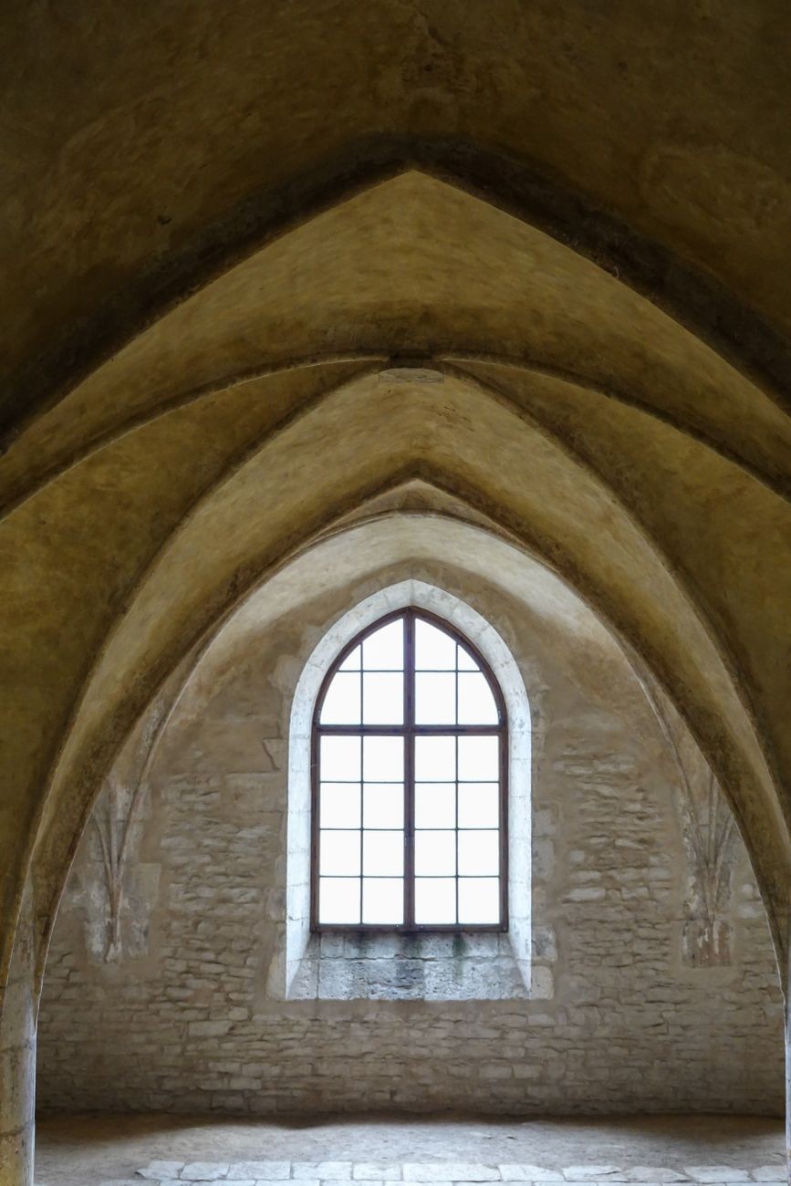 Gothic vaulted interior at Corpus Christi Chapel in Kutná Hora.