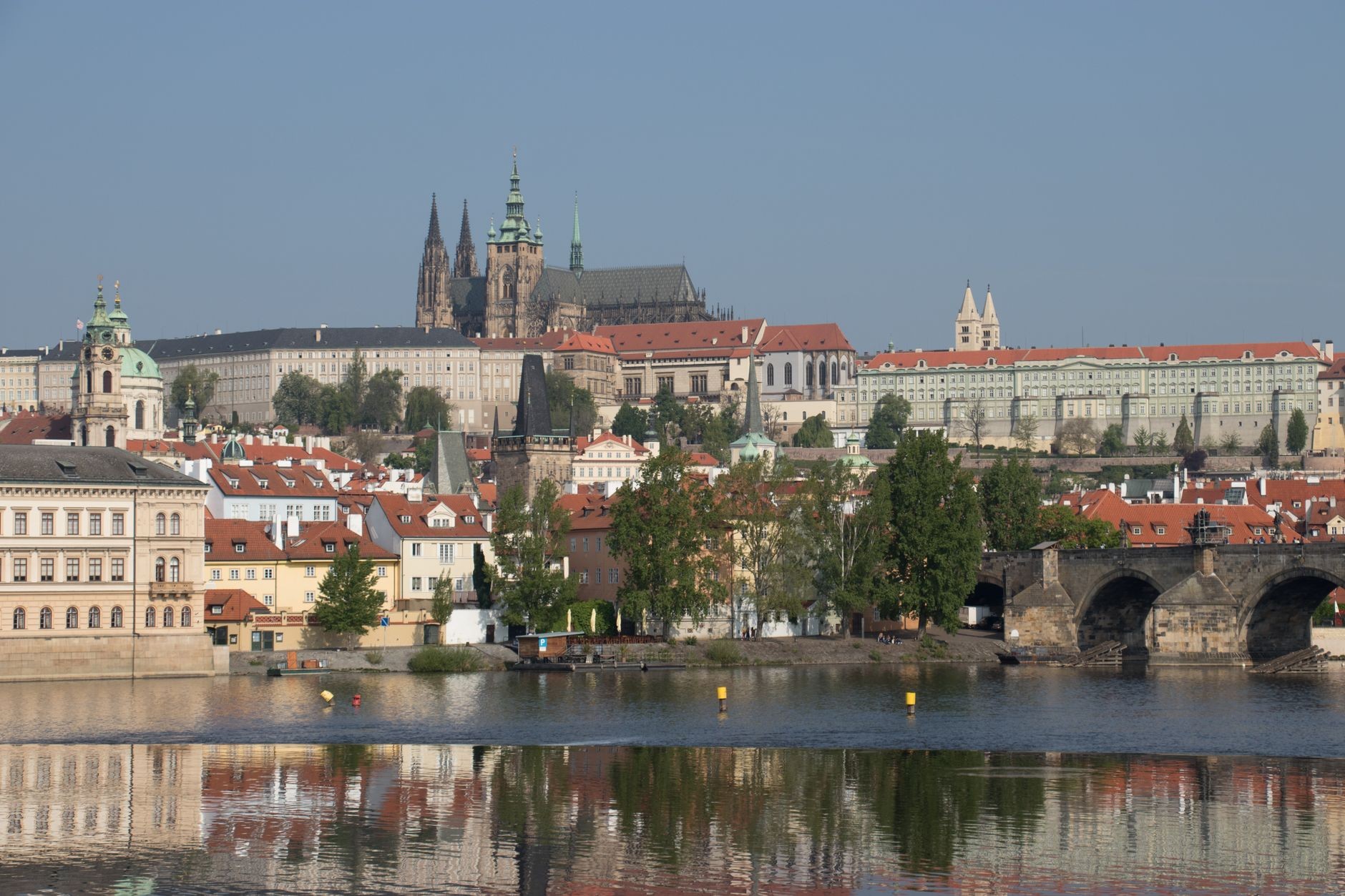 Prague Castle and Charles Bridge together, representing two core first-day landmarks.
