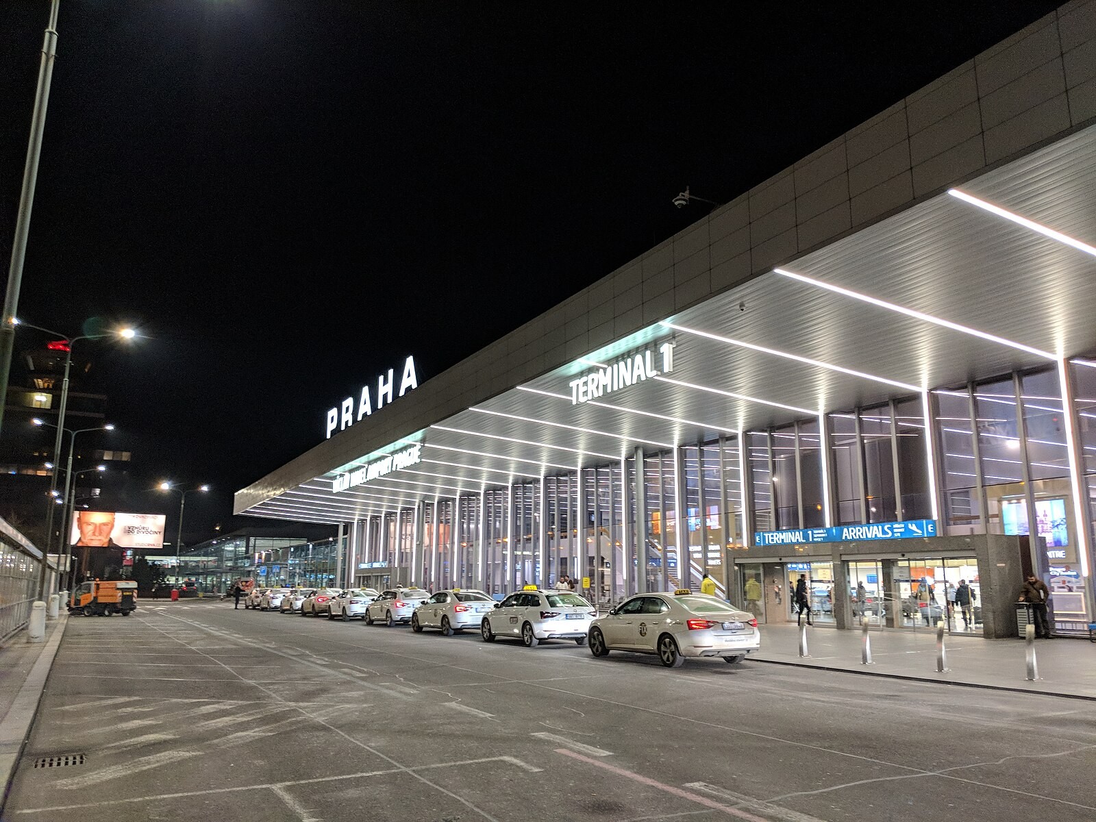 Prague Airport Terminal 1 arrivals exterior/entrance area.