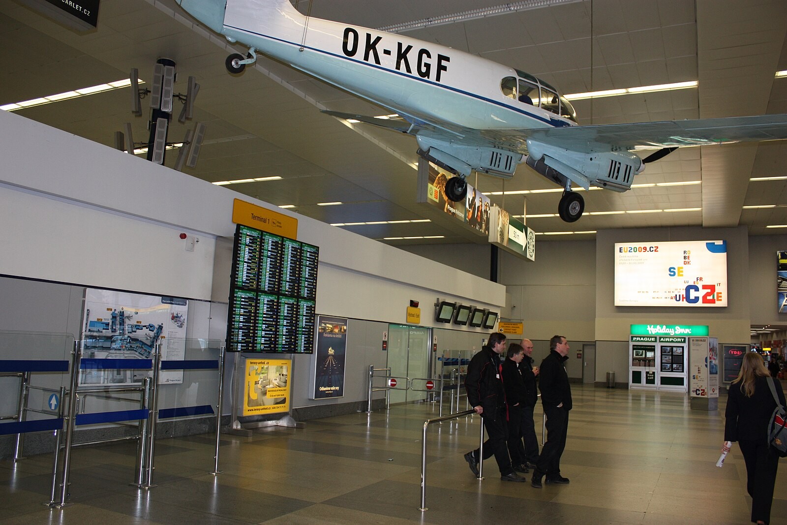 Terminal 1 at Prague Airport from another exterior angle.