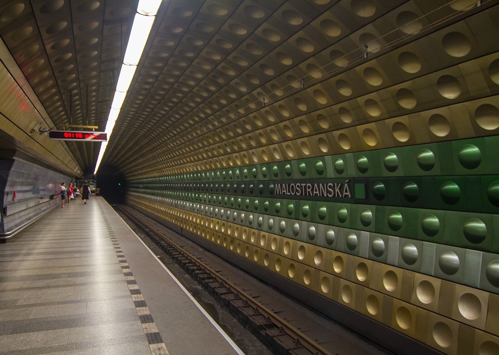 Malostranská station platform on Prague Metro Line A.