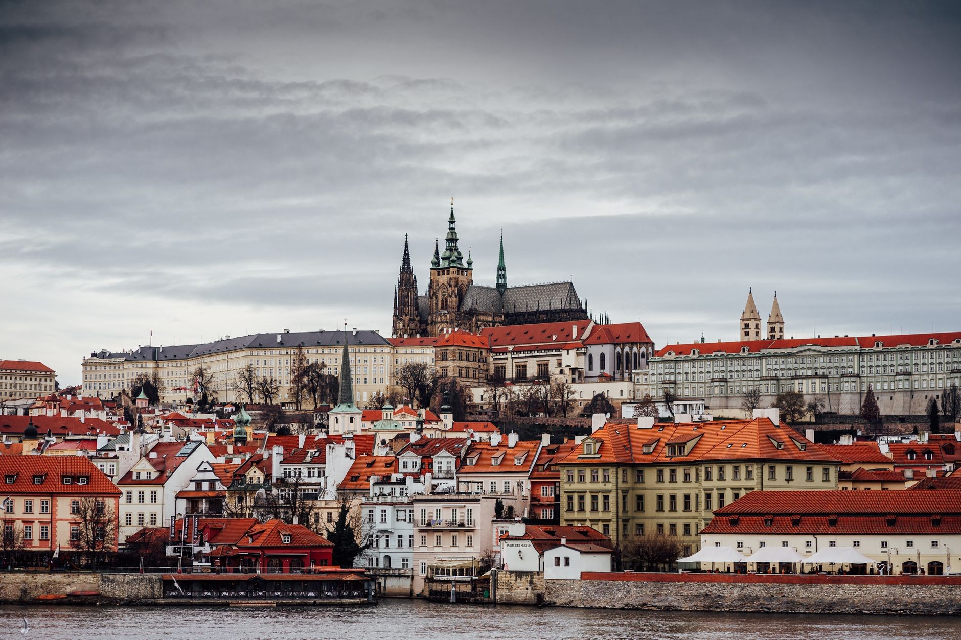 Prague Castle seen from the river, a first-visit landmark overview.
