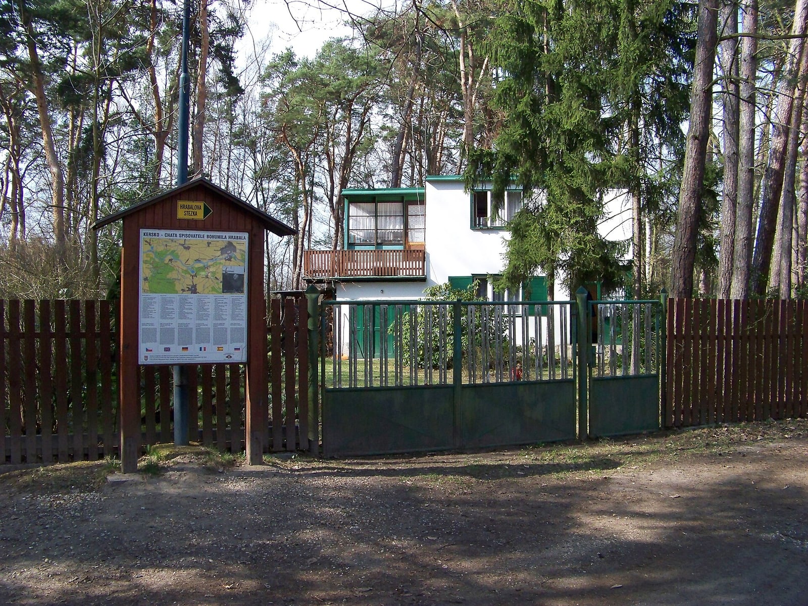 Bohumil Hrabal’s cottage in Kersko, directly tied to his life and writing landscape.