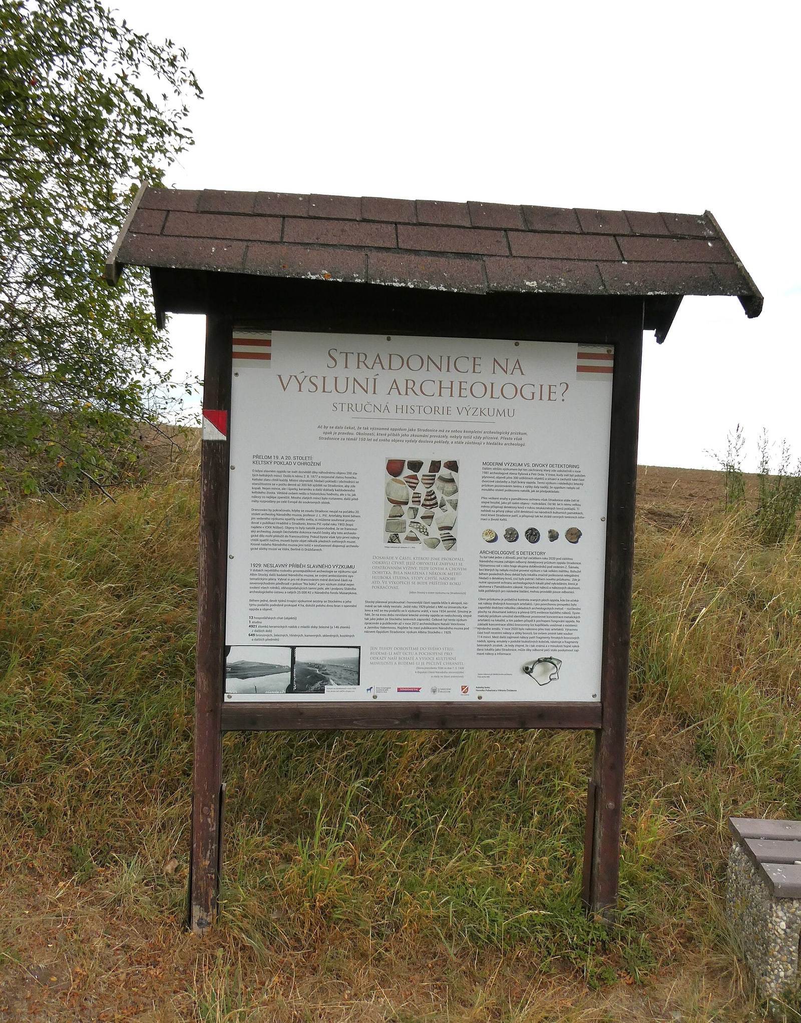 Interpretive information board at the Stradonice oppidum.