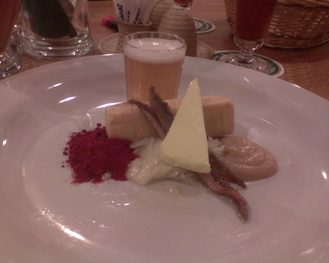 Exact Czech beer cheese served at Pivovar Antoš, a distinct modern pub presentation.