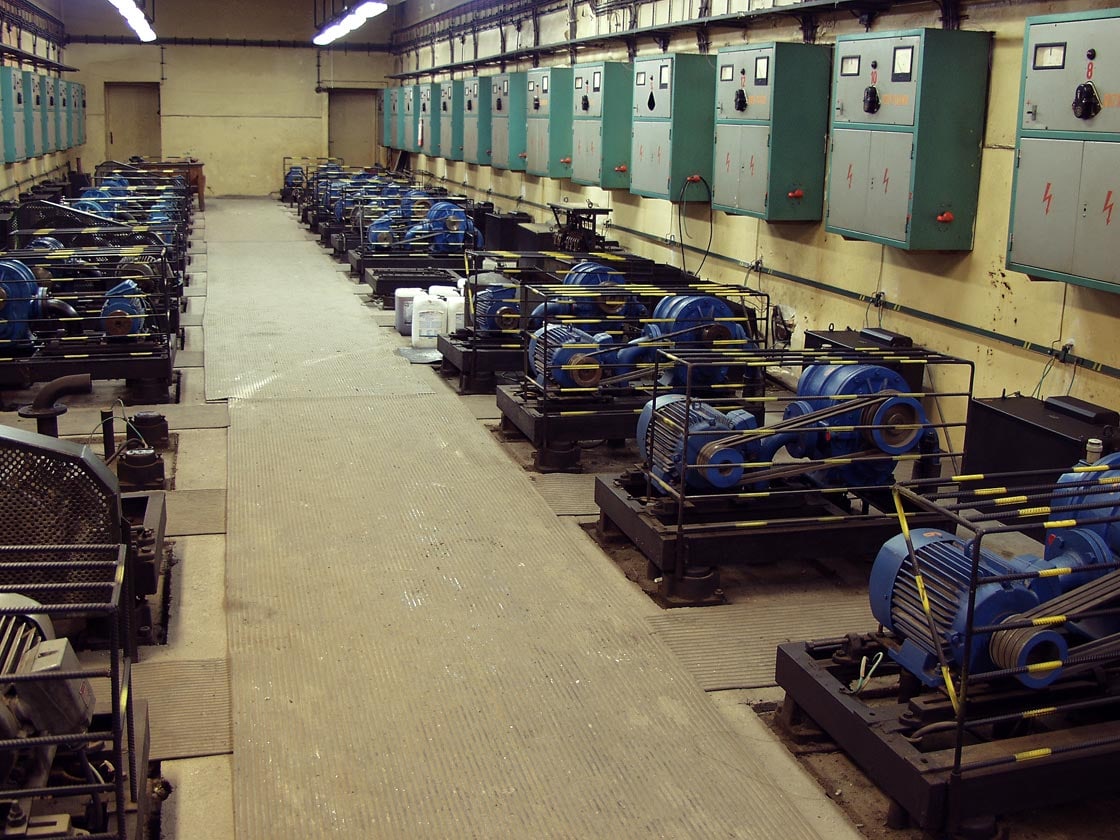 Machine room containing the blowers/compressors that powered the network.