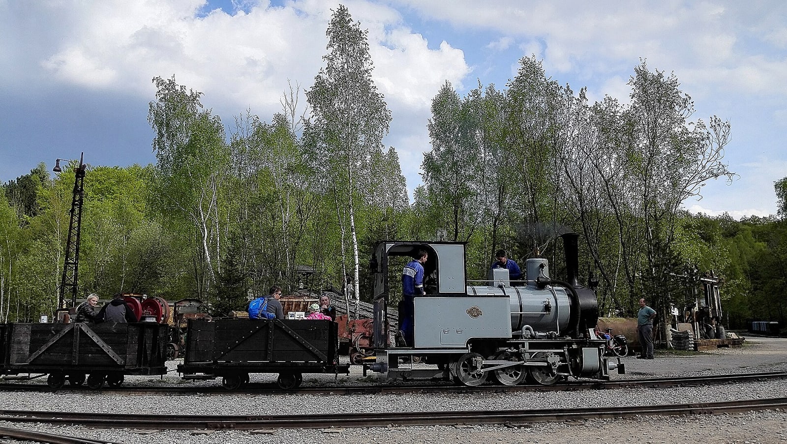 Steam locomotive on the preserved Solvay quarry railway.