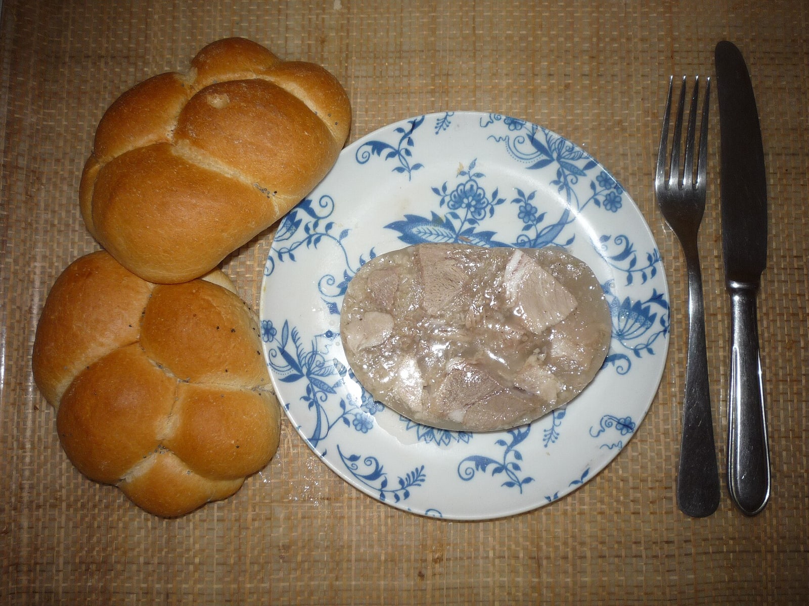 Home-style tlačenka served with bread.
