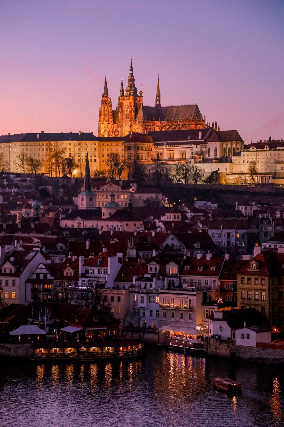 Broad Vltava corridor through Prague is visibly shown from elevation.